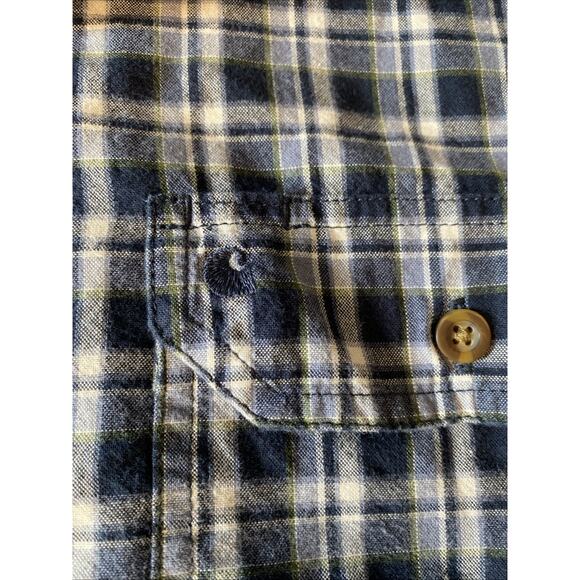 Carhartt Plaid Button Down Shirt Men's L Short Sleeve Relaxed Fit White Blue - Picture 6 of 11